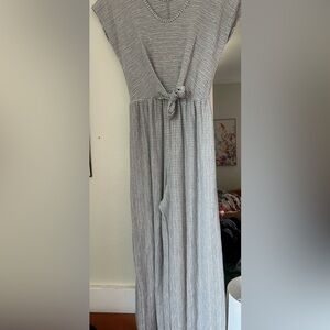 Caution to the wind gray jumpsuit